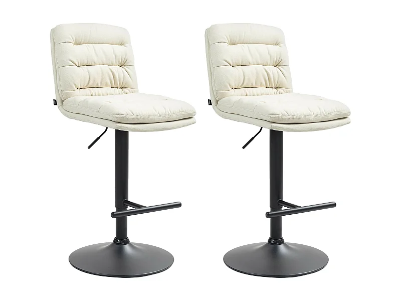Lot de 2  Tabouret de bar - Tissu & Métal - Crème - Damar