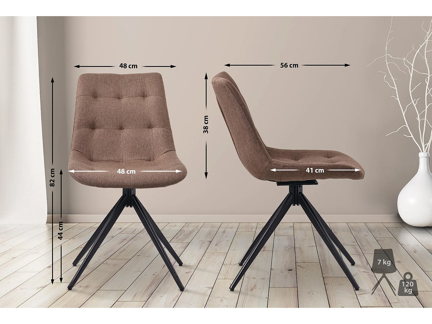 chaise salle à manger - Tissu - Taupe - Merna