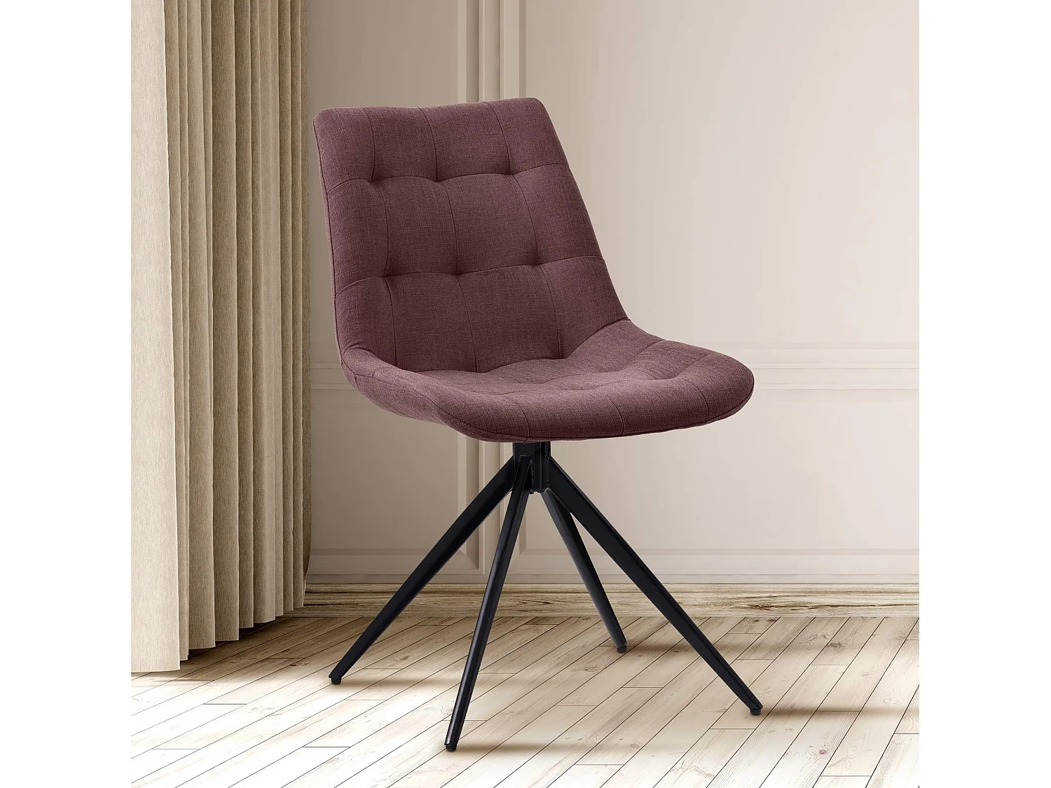 chaise salle à manger - Tissu - Marron - Merna