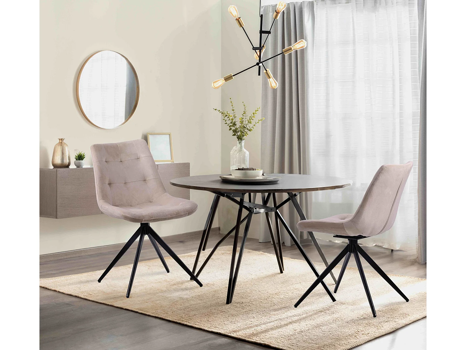 chaise salle à manger - Velours - Crème - Merna