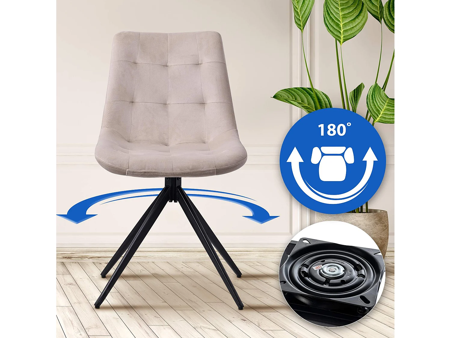 chaise salle à manger - Velours - Crème - Merna