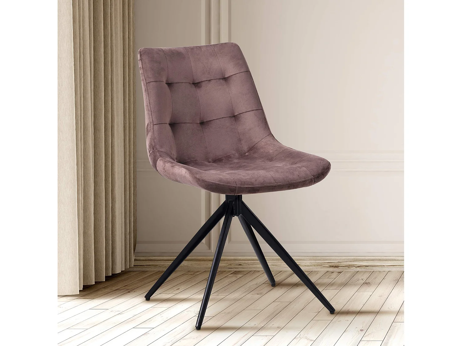 chaise salle à manger - Velours - Marron - Merna