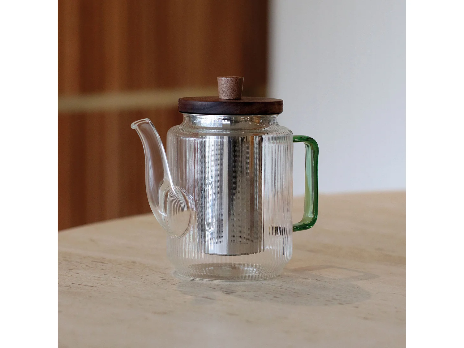 Ogo Living - Theiere Karl 550ml En Verre Borosilicate Anse Jade