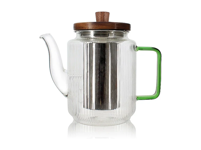 Ogo Living - Theiere Karl 550ml En Verre Borosilicate Anse Jade