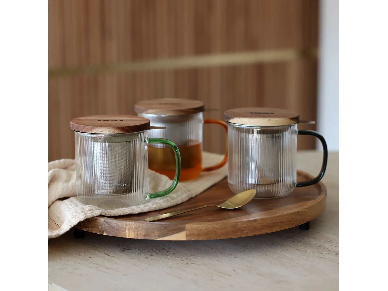 Ogo Living - Tisaniere Karl 300ml En Verre Borosilicate Anse Jade