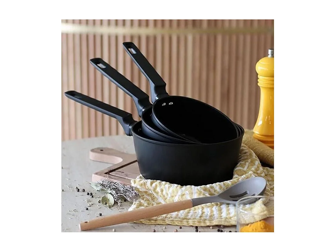 Menastyl - Lot 2 Casseroles 18 Et 20cm En Aluminium Noir Induction