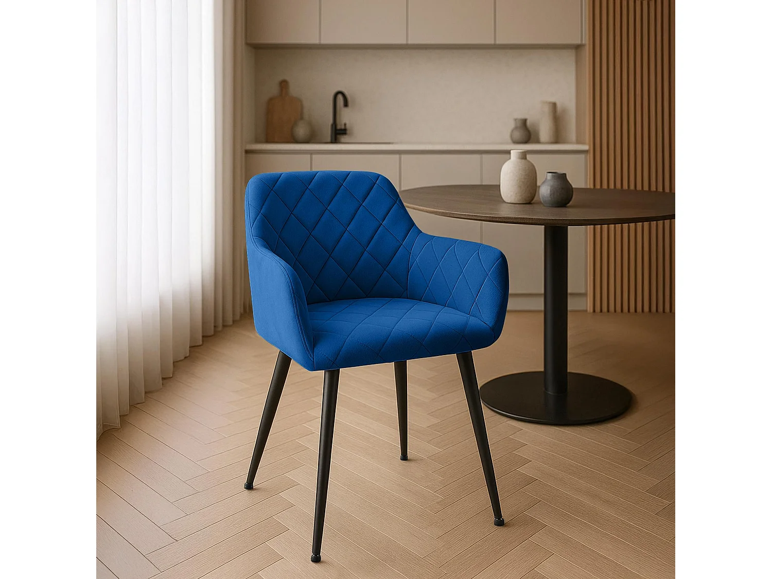 chaises avec accoudoirs - Velours - Bleu foncé - Monett