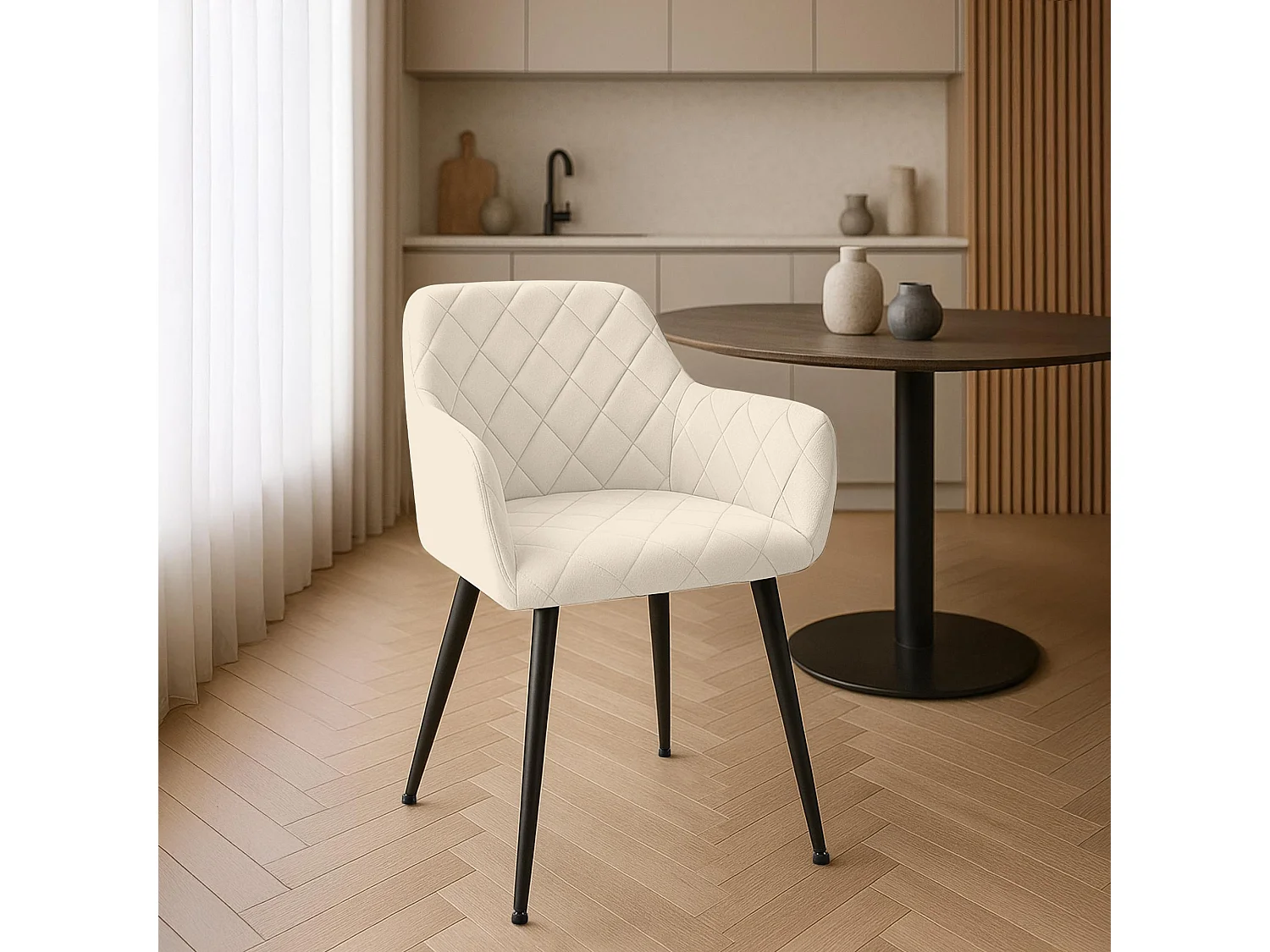 chaises avec accoudoirs - Velours - Crème - Monett