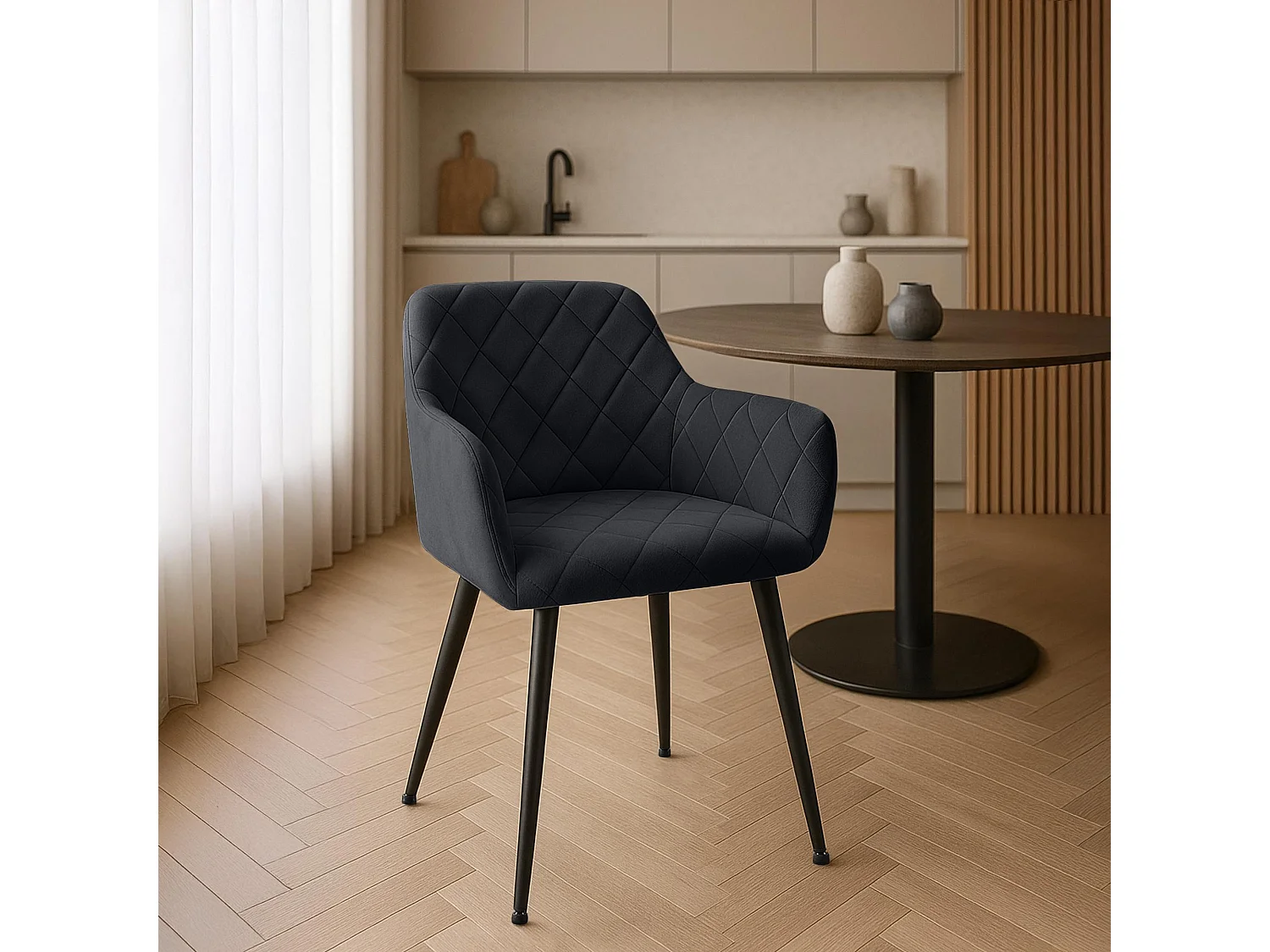 chaises avec accoudoirs - Velours - Noir - Monett