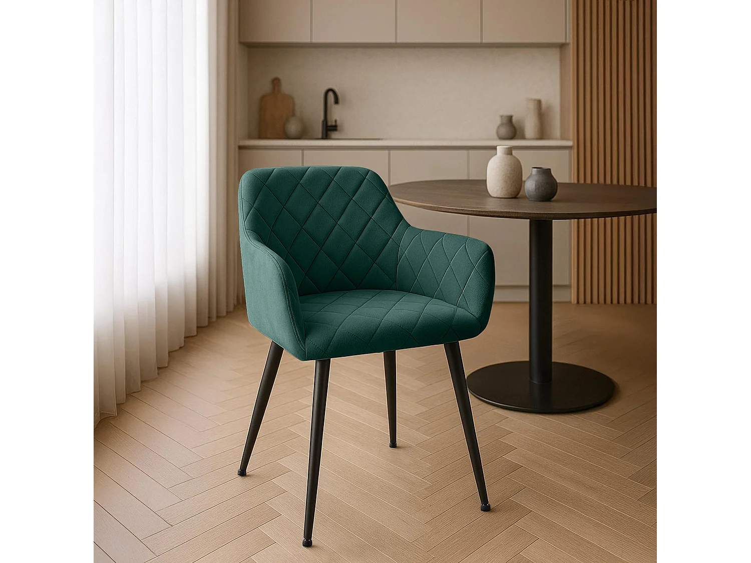 chaises avec accoudoirs - Velours - Vert - Monett