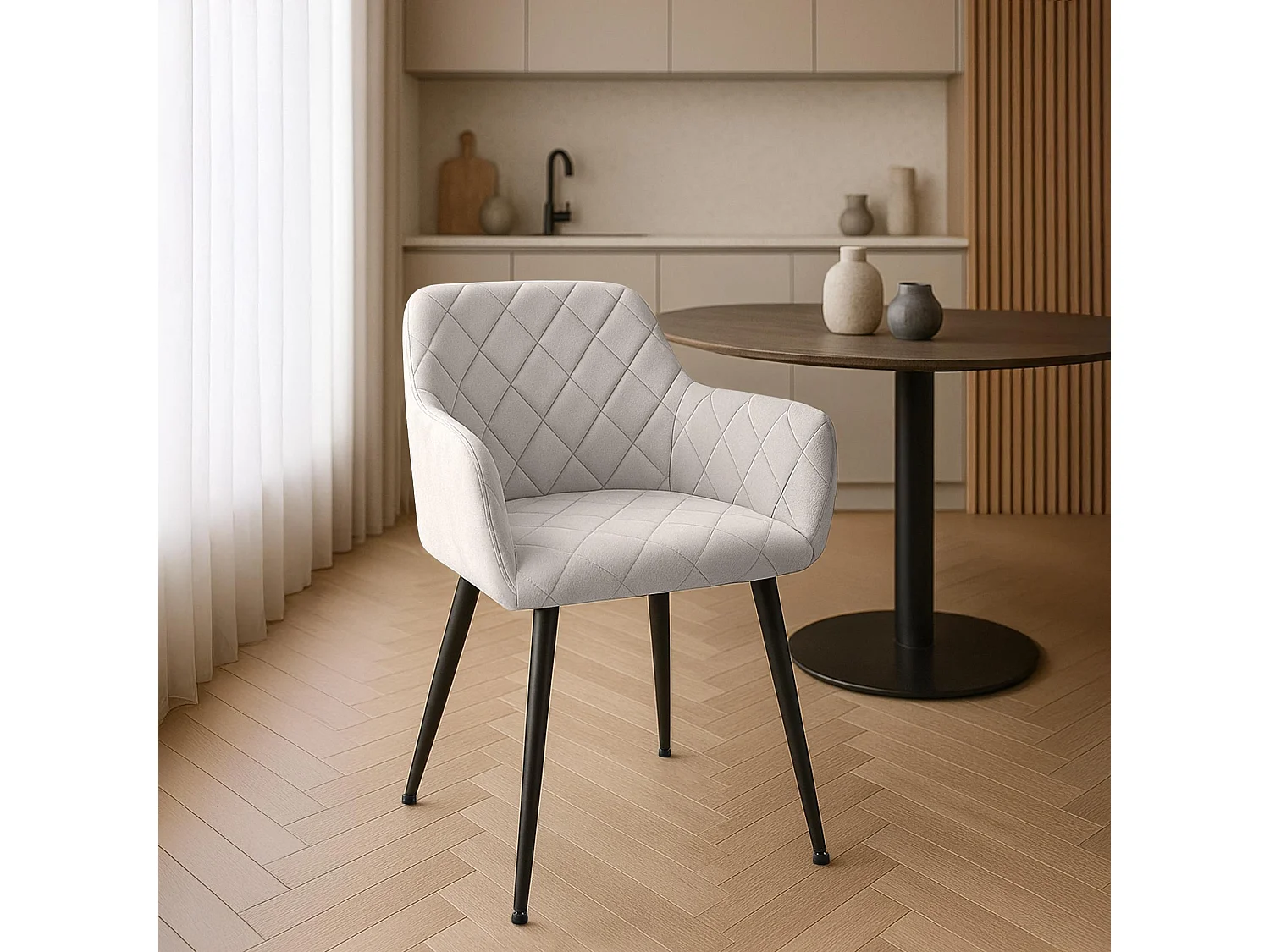 chaises avec accoudoirs - Velours - Gris - Monett