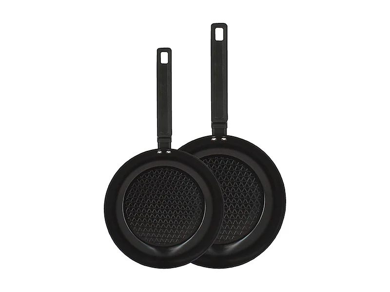 Menastyl - Lot 2 Poeles 24 Et 28cm En Aluminium Noir Induction