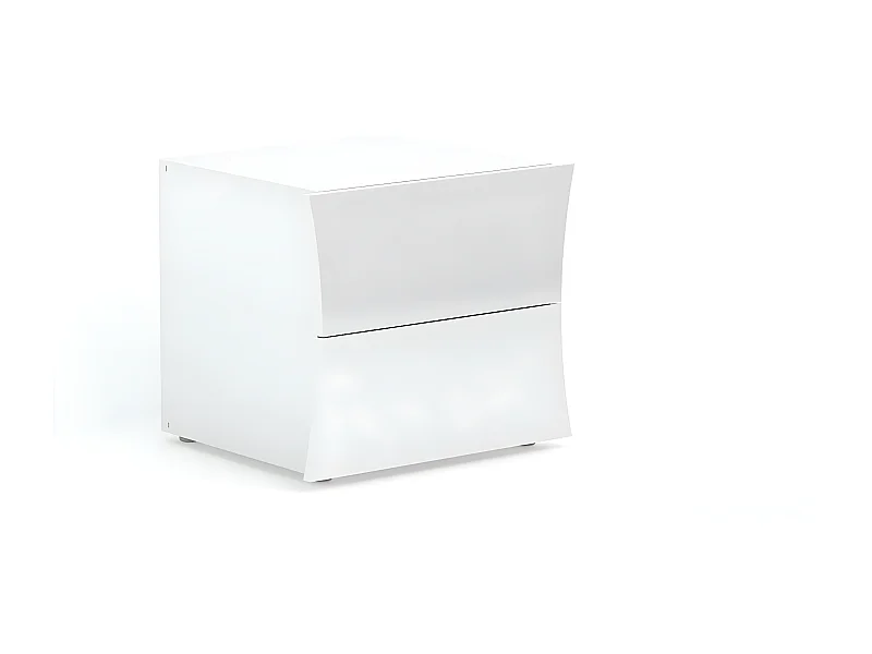 Mesa de cabeceira "Arco" branca lacada com 2 gavetas para adultos