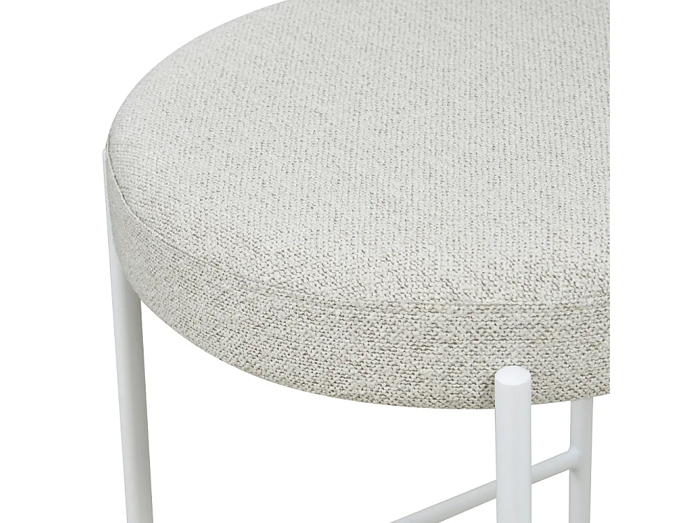 Kyoto - Lot de 2 tabourets de bar en tissu bouclette et pieds blancs - Écru