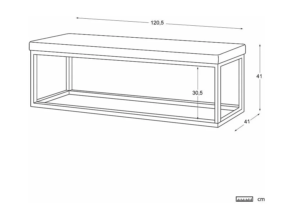 Banc tapissé Gris 120x42