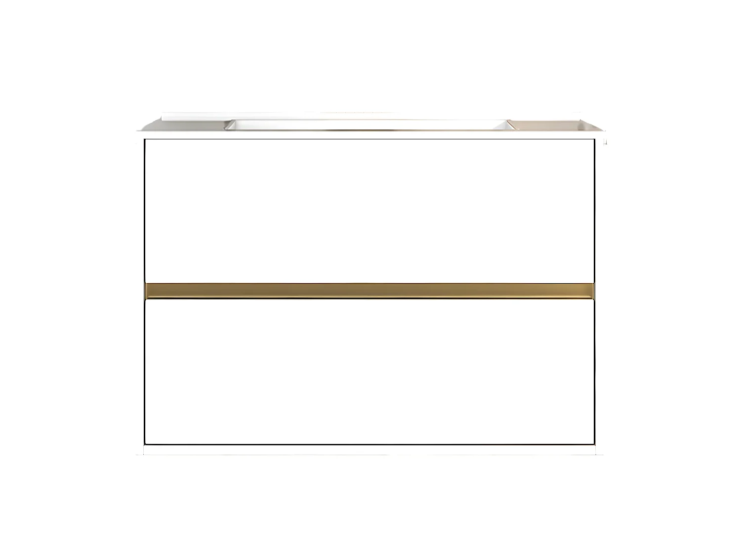 Musea meuble avec simple lavabo blanc et or brossé - Essebagno