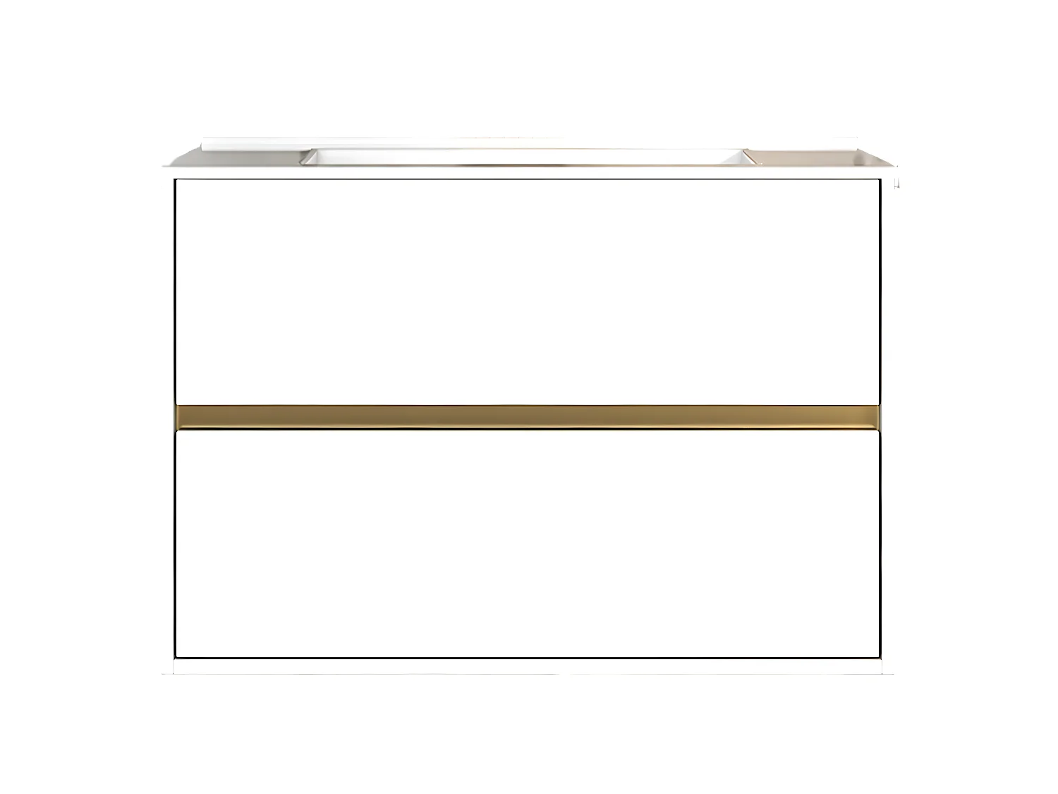 Musea meuble avec simple lavabo blanc et or brossé - Essebagno