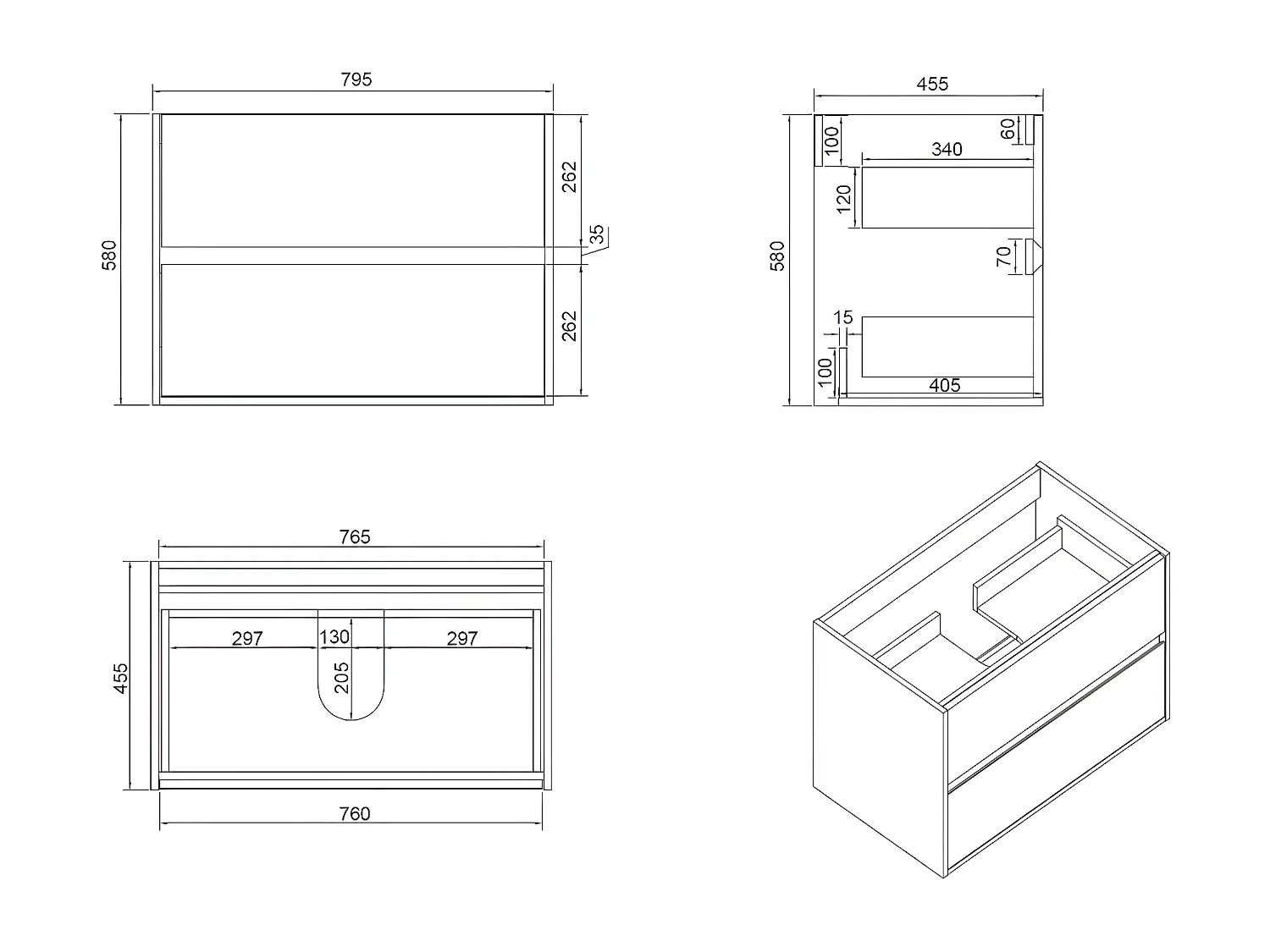 Musea meuble avec simple lavabo blanc et or brossé - Essebagno