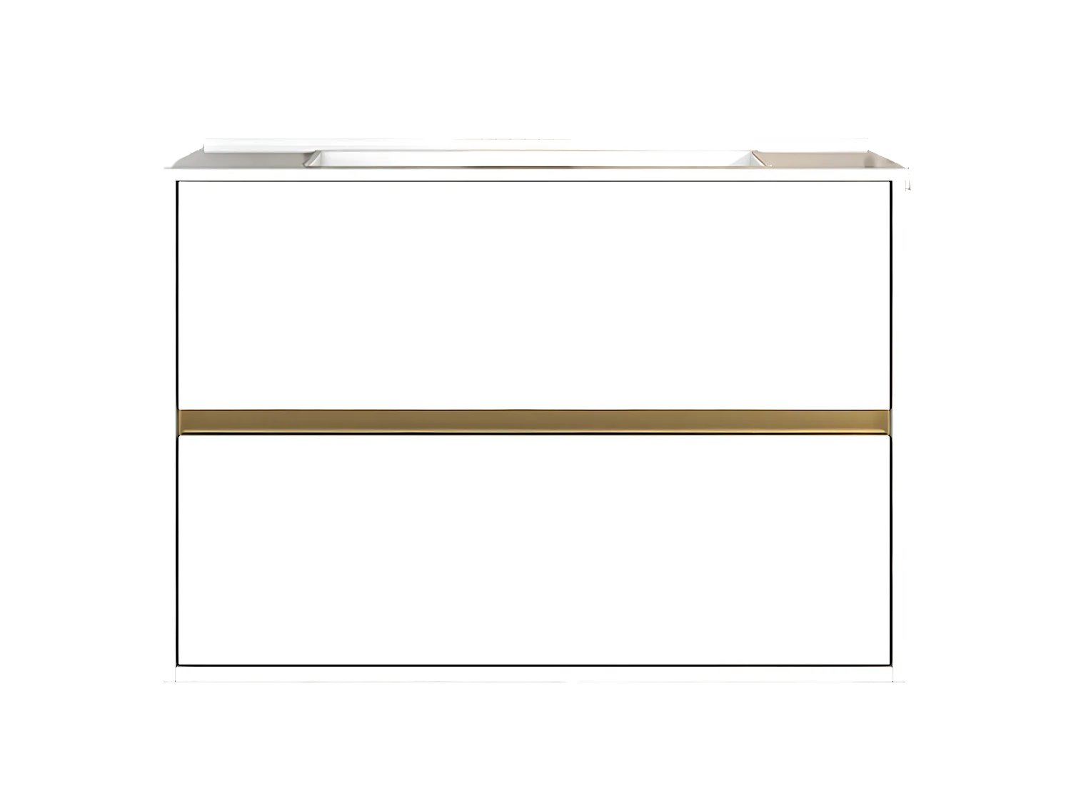 Musea meuble avec simple lavabo blanc et or brossé - Essebagno
