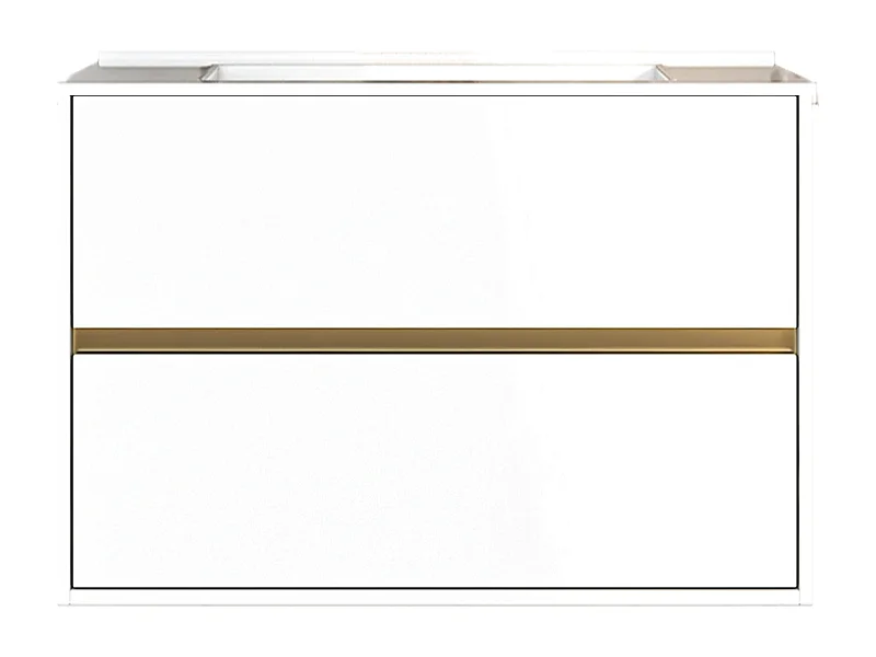 Musea meuble avec simple lavabo blanc et or brossé - Essebagno