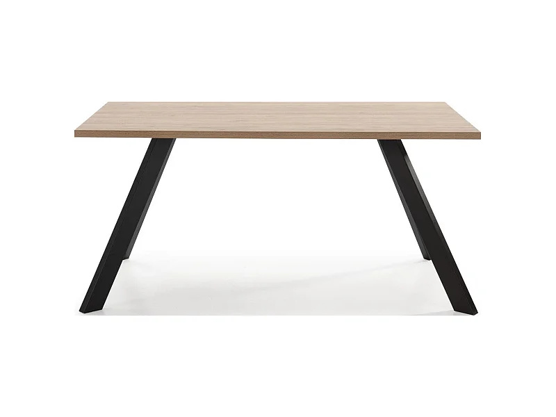 Table à manger rectangulaire effet bois et noir 6 personnes 160 cm - Zack