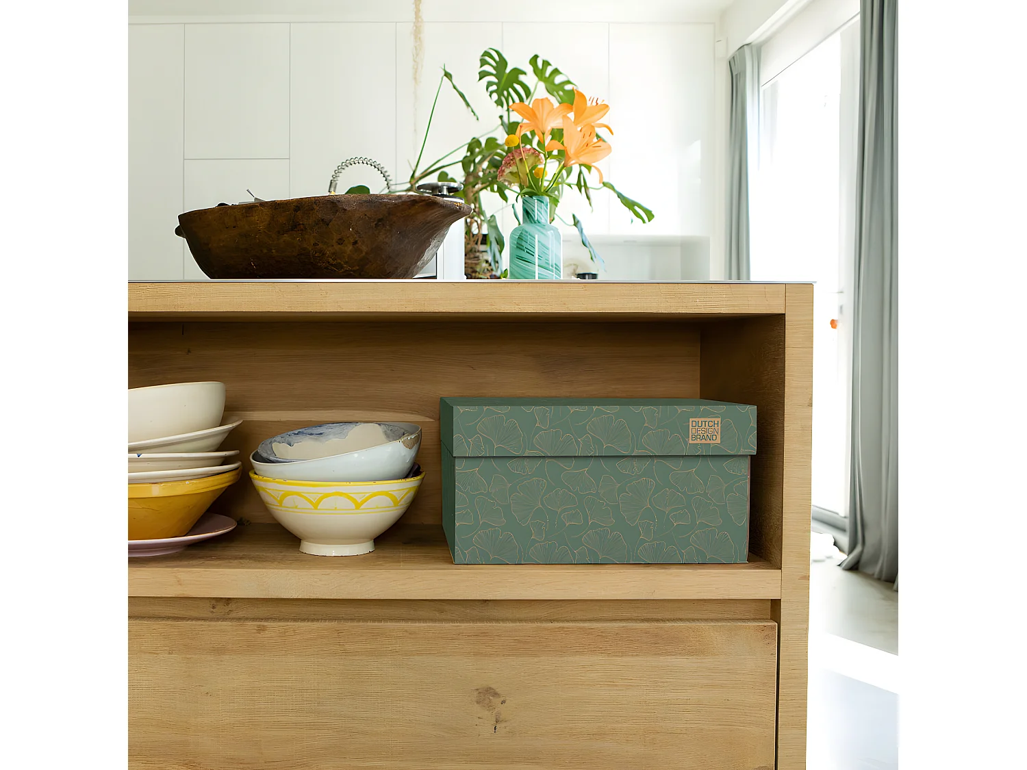 Boite de rangement Gorgeous Ginkgo 39,5x32x21cm Vert  Dutch Design Brand