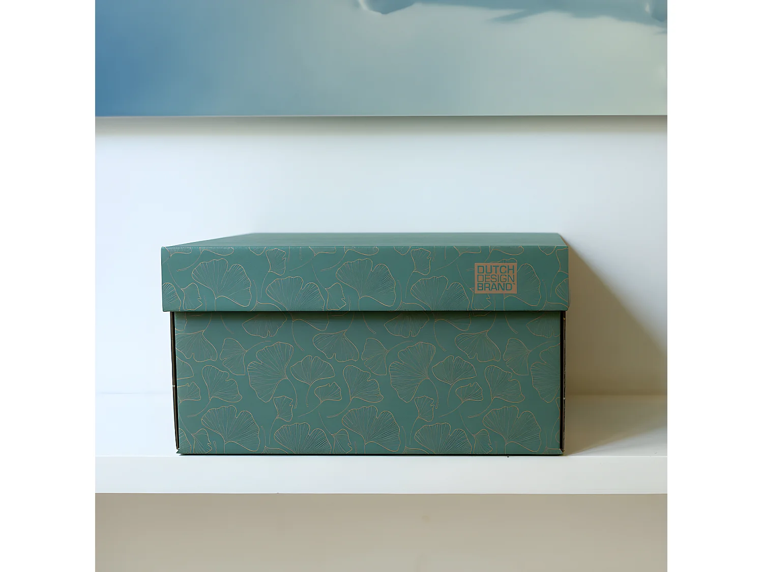 Caja de almacenamiento de cartón verde 39,5x32x21cm