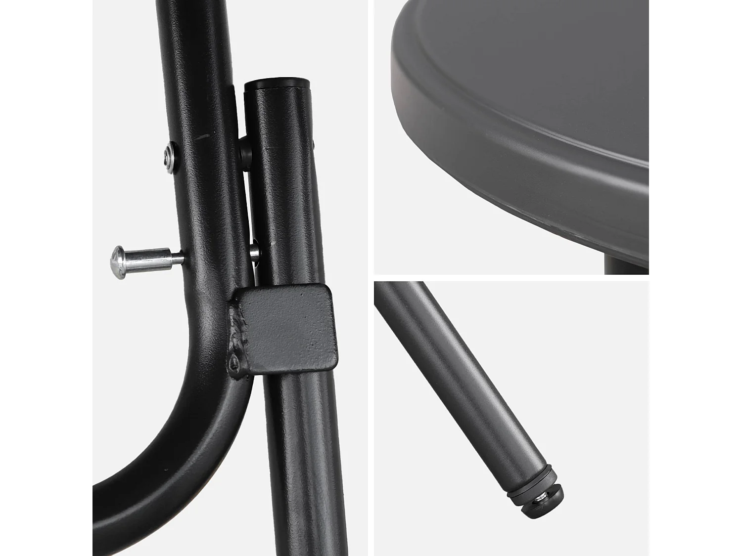 Mesa alta plegable, set de 2 gris oscuro