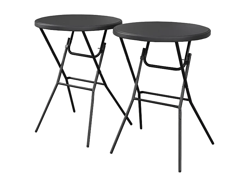 Lot de 2 tables hautes de réception – GALA – Mange debout. pliables. Ø80cm x 110cm. gris foncé