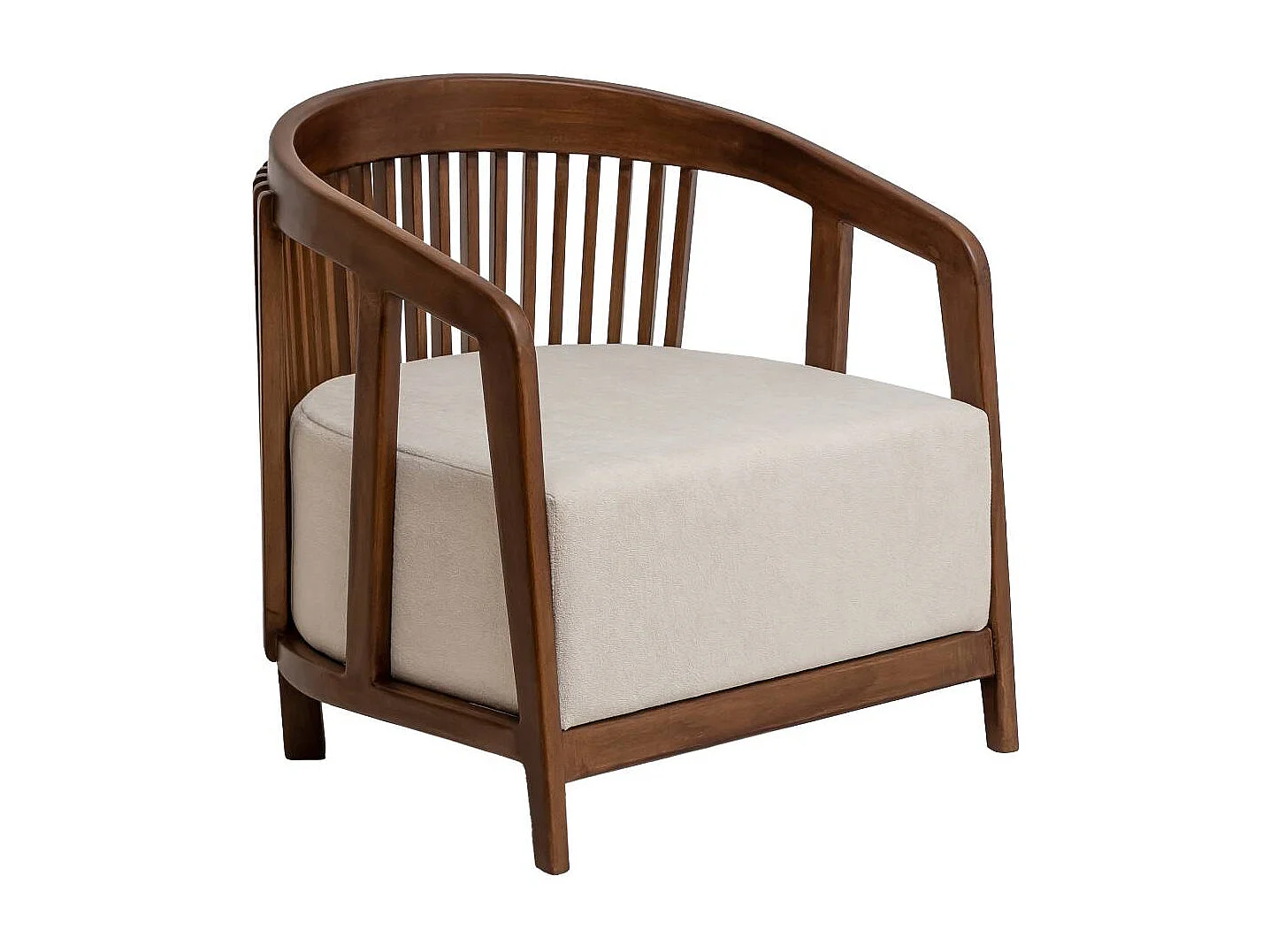 Fauteuil en manguier et en velours Térence