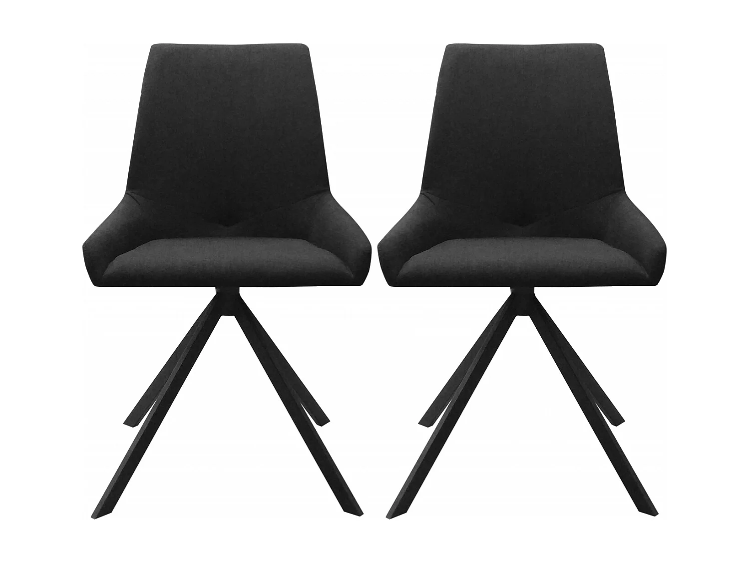 Chaise style industriel en tissu et pieds en bois massif noir Ross - Lot de 2