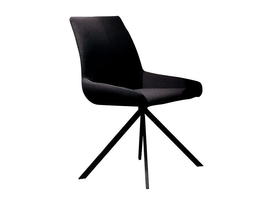 Chaise style industriel en tissu et pieds en bois massif noir Ross - Lot de 2