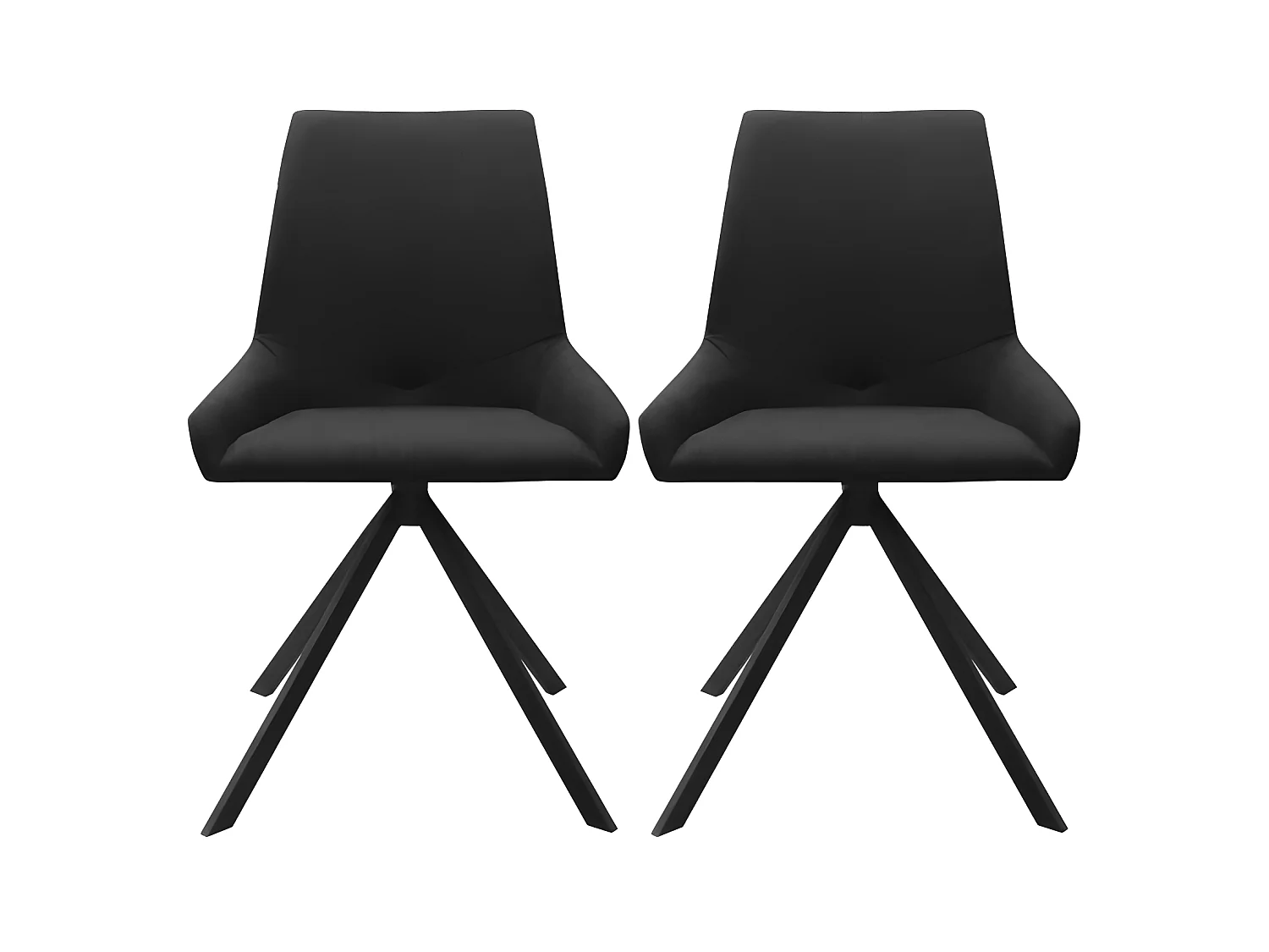 Chaise style industriel en tissu et pieds en bois massif noir Ross - Lot de 2
