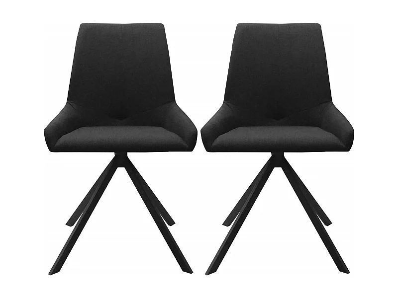 Chaise style industriel en tissu et pieds en bois massif noir Ross - Lot de 2