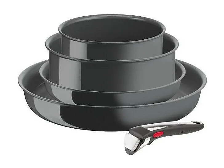 Tefal Ingenio Lot de 5 p, Poeles + Casseroles + Poignée, Induction, Revetement céramique antiadhésif, Fabriquée en France L2
