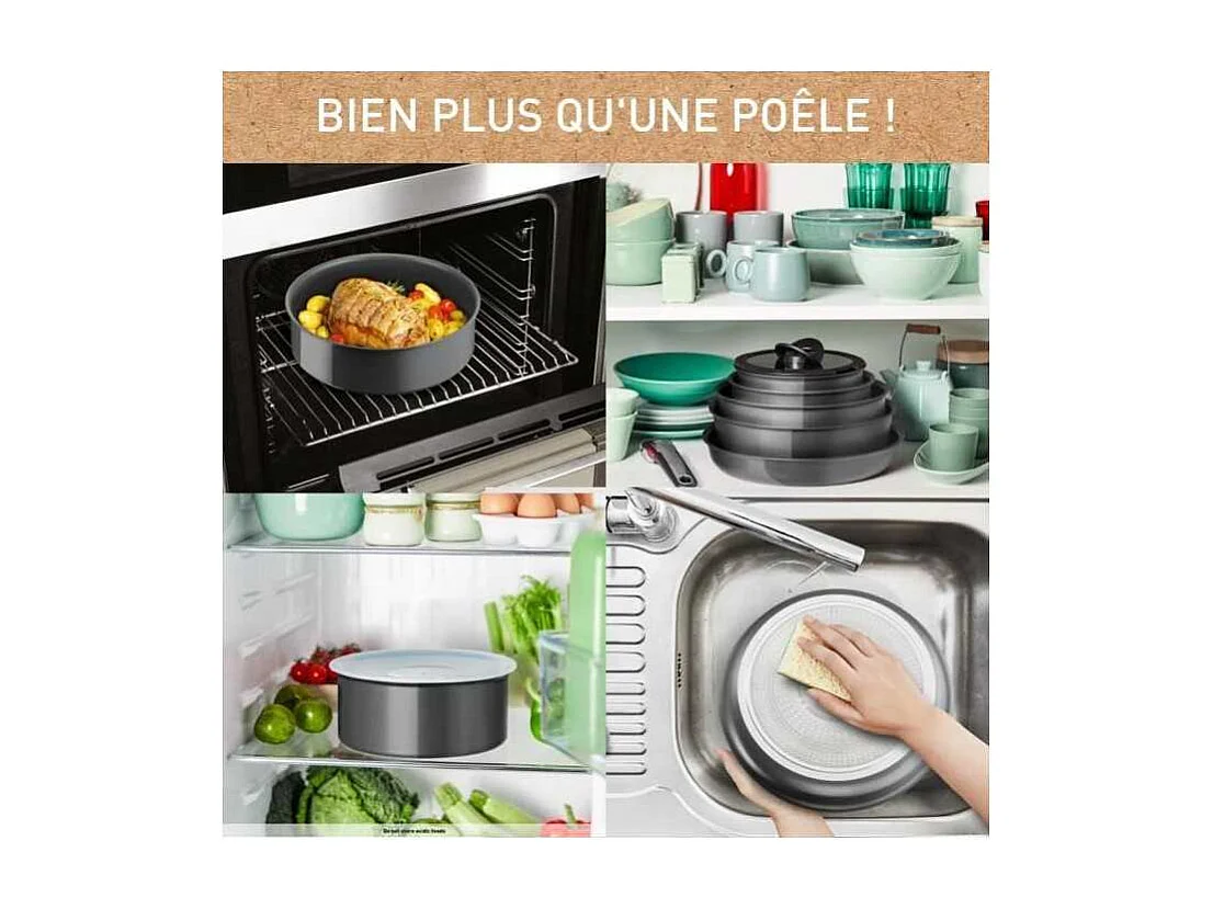 Tefal Ingenio Lot de 5 p, Poeles + Casseroles + Poignée, Induction, Revetement céramique antiadhésif, Fabriquée en France L2