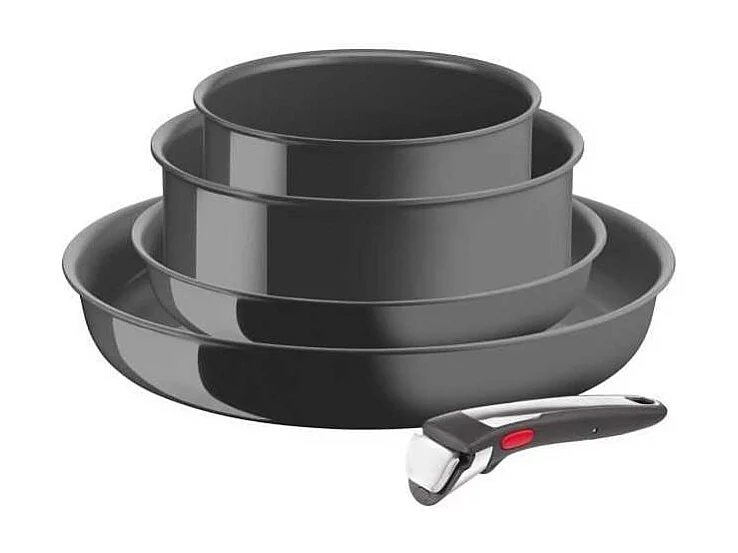 Tefal Ingenio Lot de 5 p, Poeles + Casseroles + Poignée, Induction, Revetement céramique antiadhésif, Fabriquée en France L2