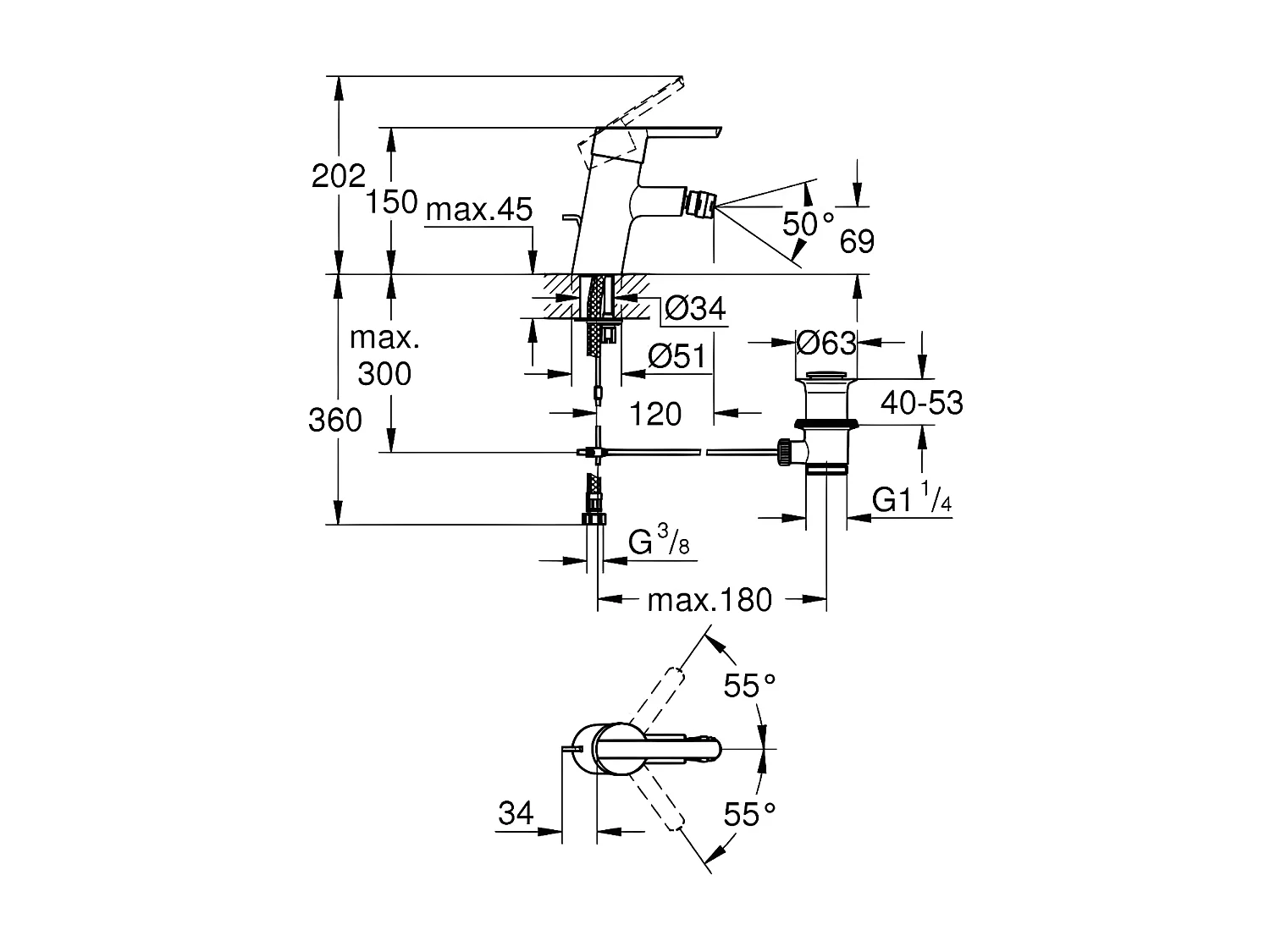 GROHE - Mitigeur monocommande Bidet - Taille S