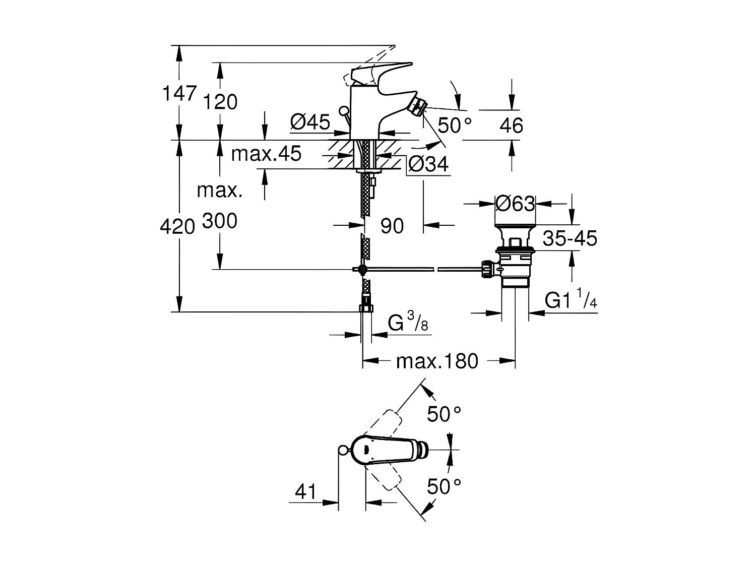 GROHE - Mitigeur monocommande Bidet