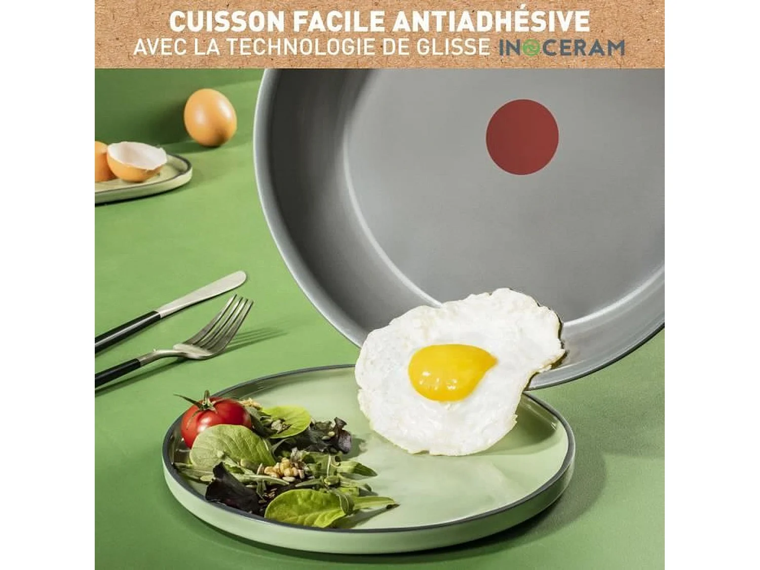 Poele TEFAL INGENIO RENEW Lot de 3 pcs, Induction, Revetement céramique antiadhésif, Sans PFOA, Fabriquée en France L2619102