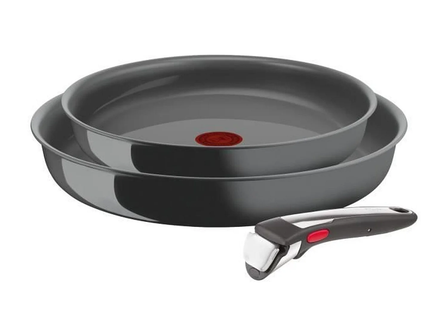 Conjunto de 3 frigideiras Tefal Ingenio Renew com revestimento cerâmico antiaderente, indução, cabo removível, fabricadas na França