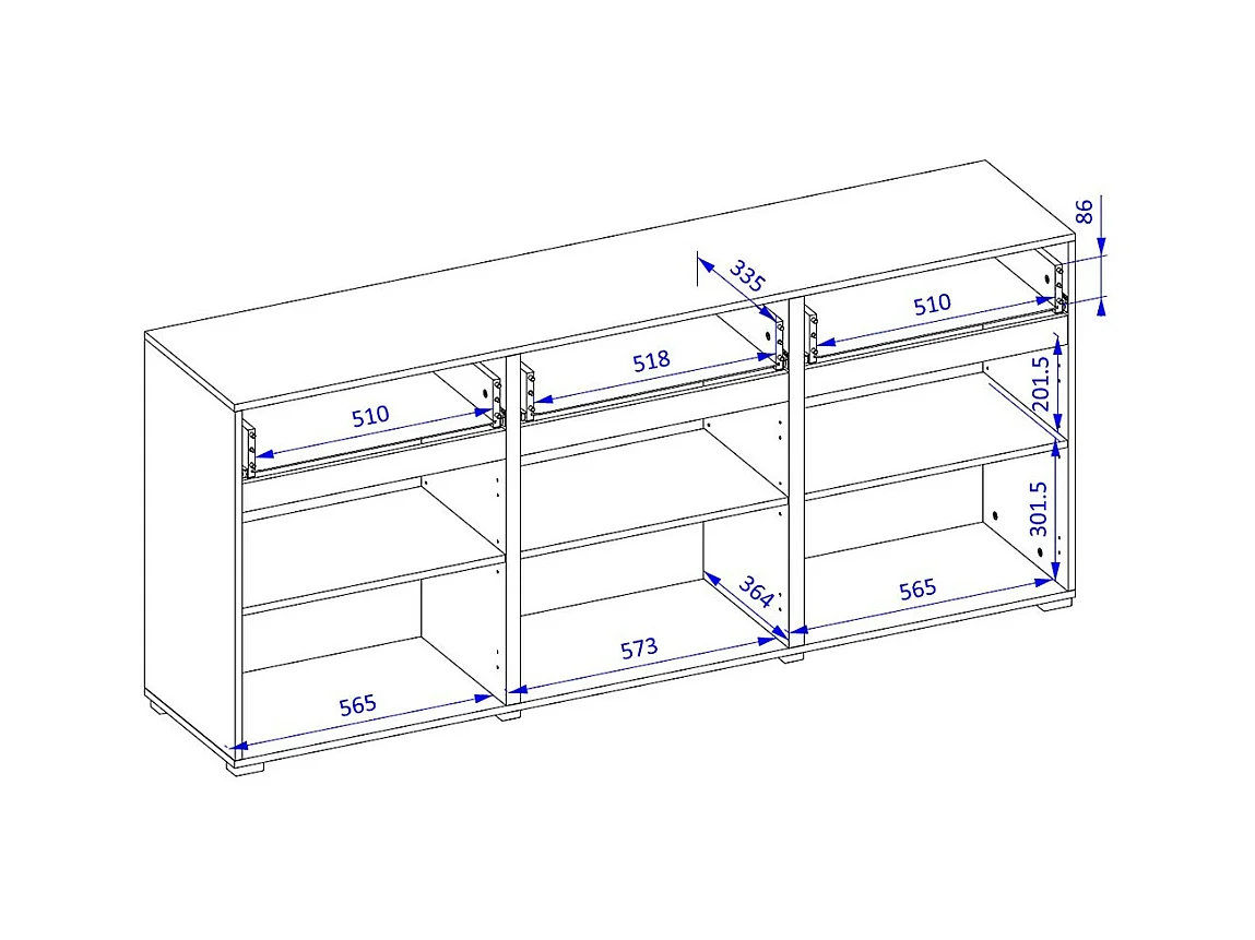Buffet color beige y negro 180cm colección HAVANA. Aparador de diseño con 3 puertas y 3 cajones.