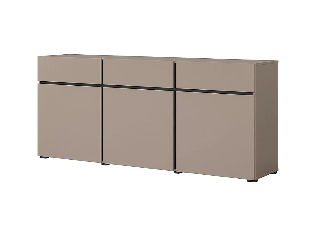 Buffet coloris beige et noir 180cm collection HAVANA. Bahut  design avec 3 portes et 3 tiroirs.