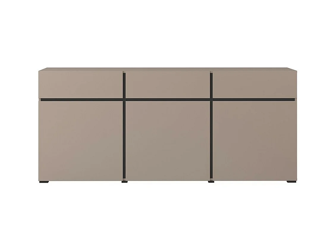 Buffet beige en zwart 180cm collectie HAVANA. Dressoir design met 3 deuren en 3 laden.