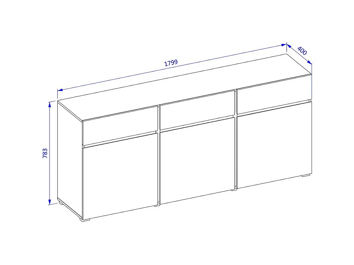 Buffet beige en zwart 180cm collectie HAVANA. Dressoir design met 3 deuren en 3 laden.