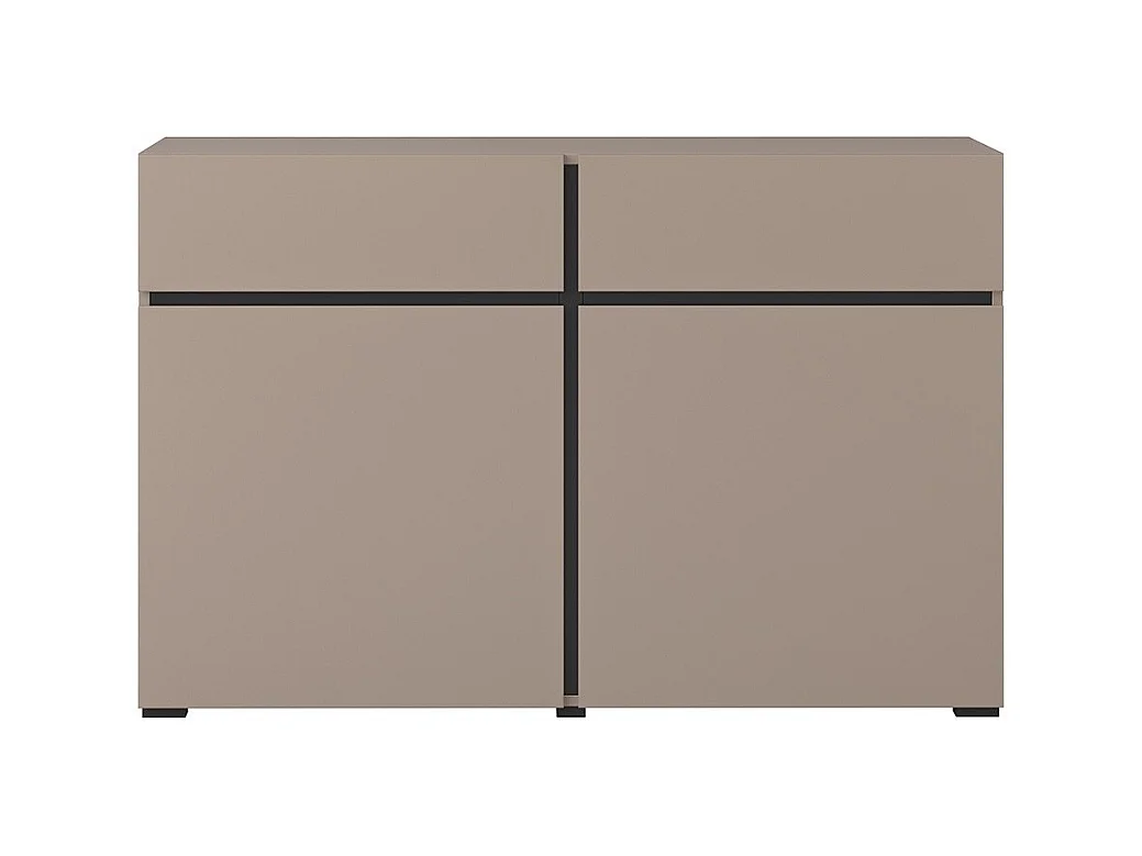 Buffet 120cm kleur beige en zwart collectie HAVANA. Design dressoir met 2 deuren en 2 laden.