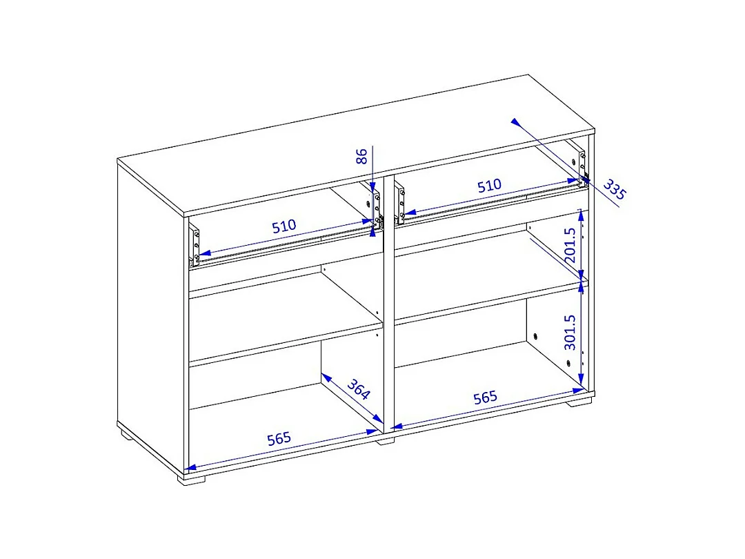 Buffet 120cm kleur beige en zwart collectie HAVANA. Design dressoir met 2 deuren en 2 laden.
