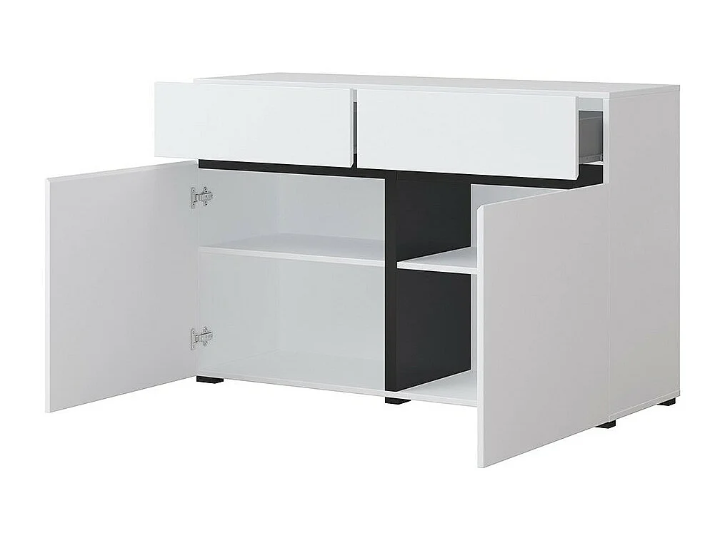 Buffet 120cm colorido blanco y negro colección HAVANA. Aparador de diseño con 2 puertas y 2 cajones.