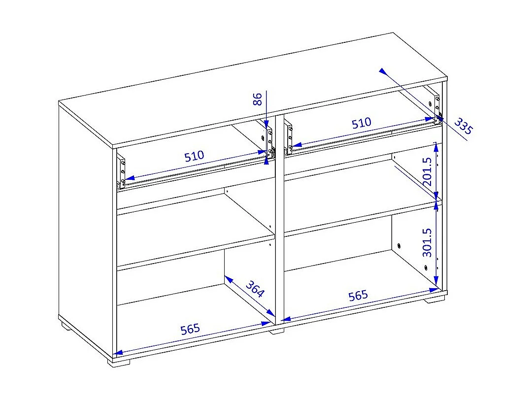 Buffet 120cm colorido blanco y negro colección HAVANA. Aparador de diseño con 2 puertas y 2 cajones.
