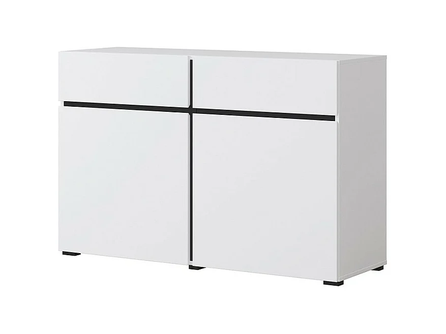 Buffet 120cm kleur wit en zwart collectie HAVANA. Dressoir design met 2 deuren en 2 laden.